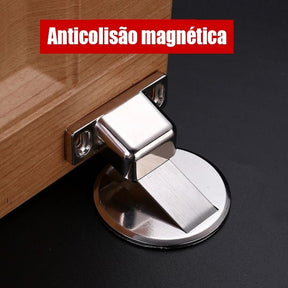 Kit 4 Prendedor de Porta Magnético Slim Cromado