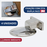Kit 4 Prendedor de Porta Magnético Slim Cromado