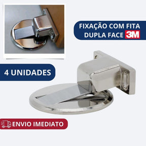 Kit 4 Prendedor de Porta Magnético Slim Cromado