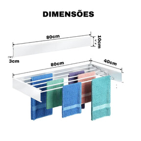 Varal de Parede Mágico Retrátil Dobrável Grande Romelux