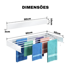 Varal de Parede Mágico Retrátil Dobrável Grande Romelux