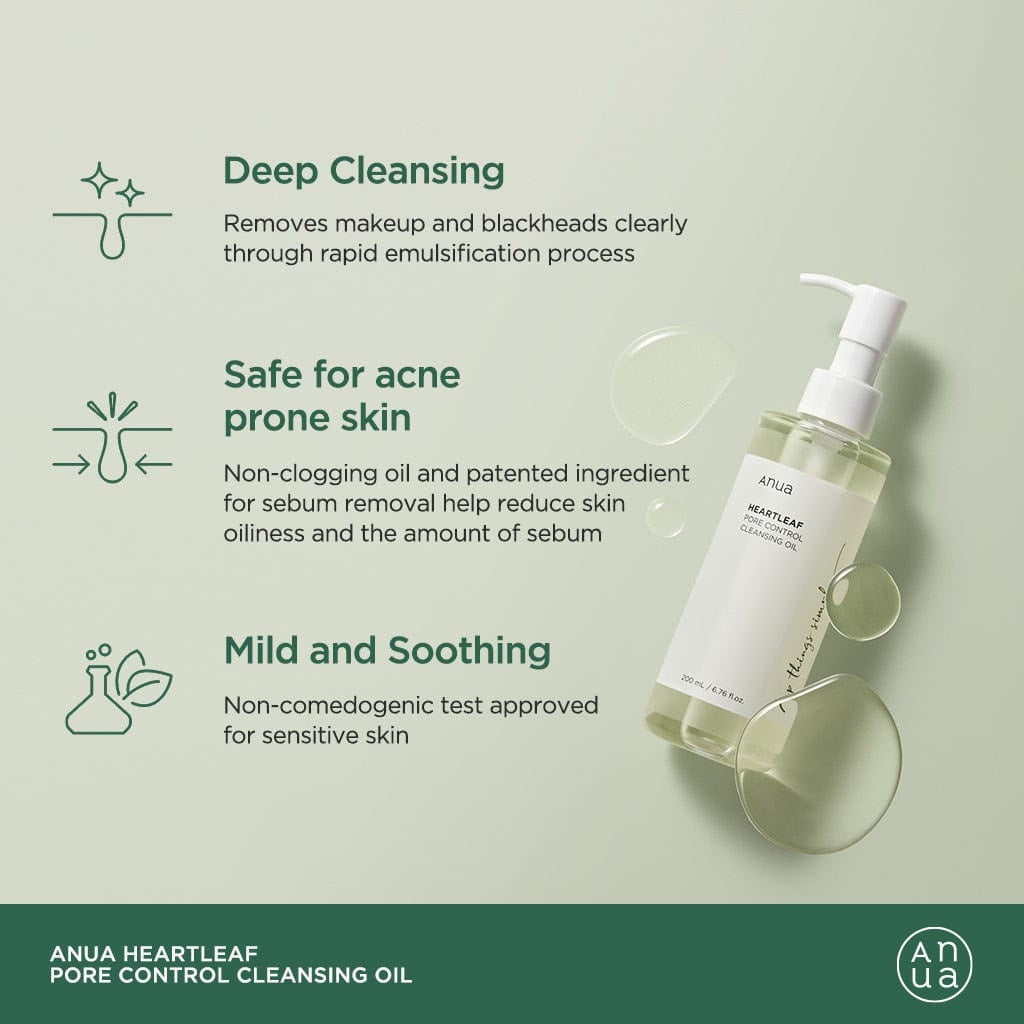 Anua Heartleaf Óleo Limpeza Para Controle De Poros Remoção De Cravos Profunda Removedor De Maquiagem Cleansing oil
