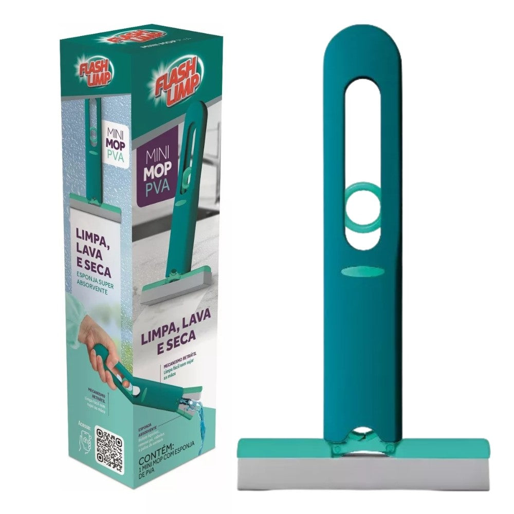 Mini Mop Pva Rodo Rodinho Dobravel Magico Lava Seca e Limpa Portatil Flash Limp MOP7674